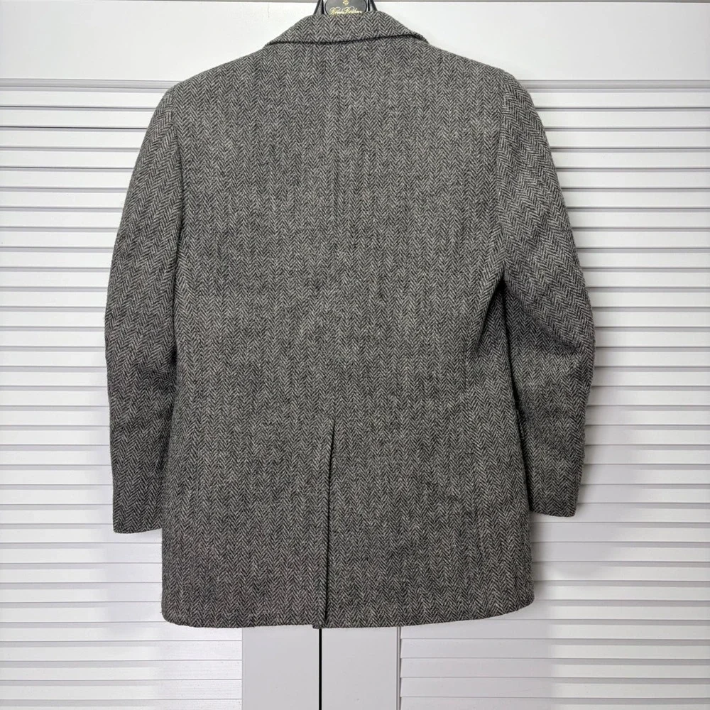 Harris Tweed Grey Herringbone Wool Sport Coat Blazer Young Mans Fancy Union Made